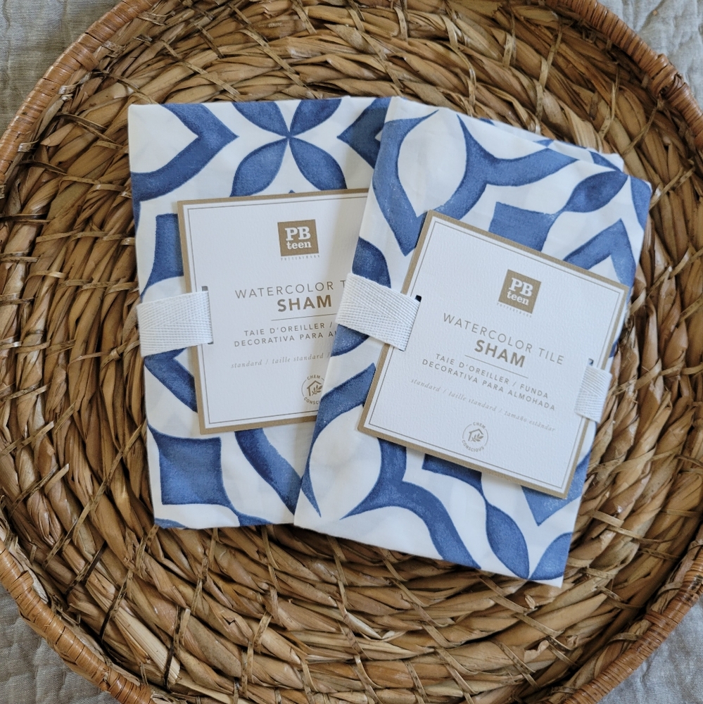 🔷Pottery Barn🔷Two(2) Watercolor Tile Print Shams